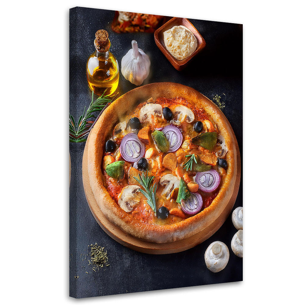 LEINWANDBILD Pizza-Food-Küchenbar 70x100cm - Orange, Textil (40/60cm) - Feeby