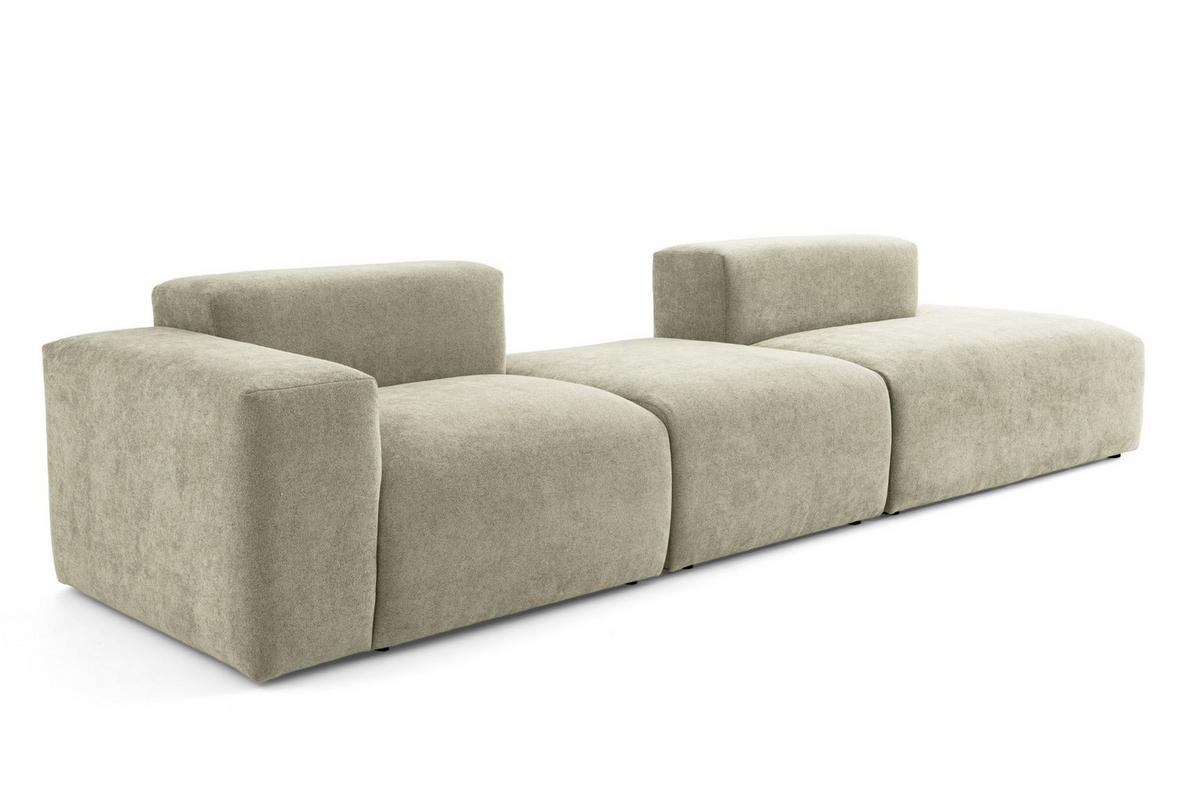 4-SITZER modulares Sofa HEAVEN SET 4 Rechts, Breite 335 cm Webstoff Olivgrün - Schwarz/Olivgrün, Holz/Kunststoff (102/71/335cm) - Muffo