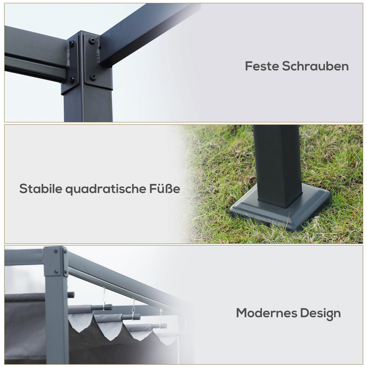 PERGOLA aus Stahl, 4x3m - Dunkelgrau, Metall (300/222/400cm) - Outsunny