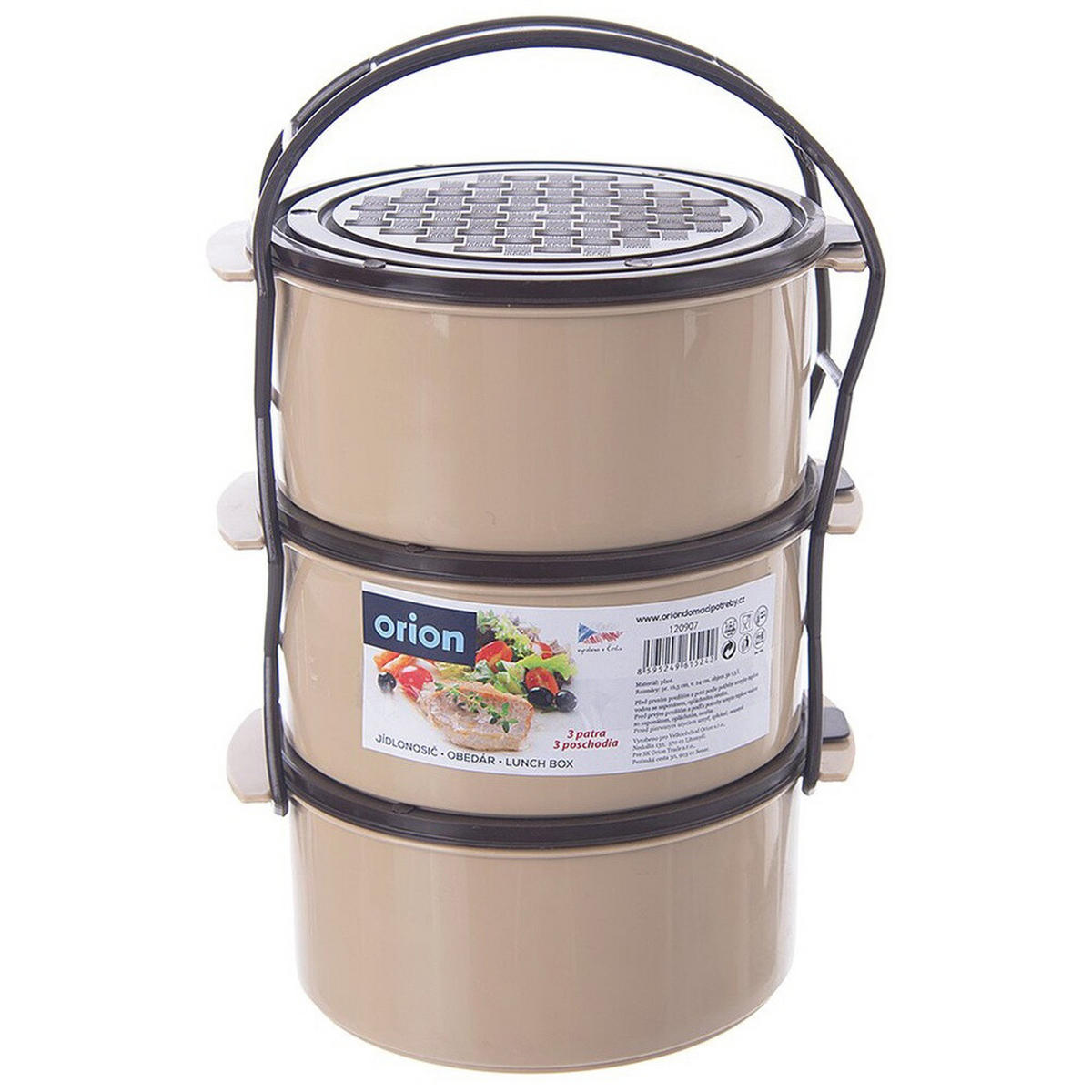 LUNCHBOX Dreistöckige aus Kunststoff 3 x 1,5 l - Braun, Kunststoff (16.5/24/16.5cm) - Orion 