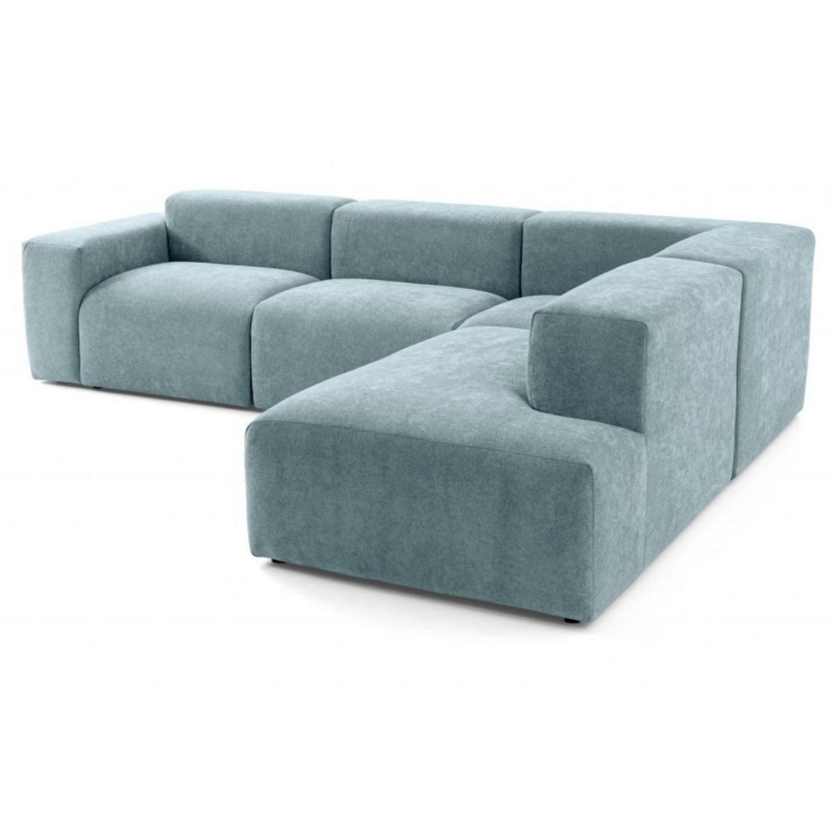 4-SITZER modulares Ecksofa HEAVEN SET 2 Rechts, Breite 300 cm Webstoff Blaugrau - Blaugrau/Schwarz, Holz/Kunststoff (245/300cm) - Muffo