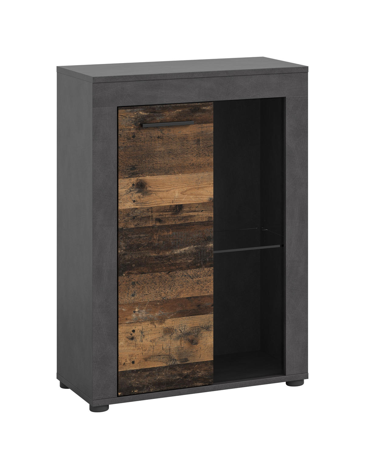 VITRINE JAM (B/H/T: ca. 60/86/35 cm) in Matera/Old Wood Nachbildung - Naturfarben, Holzwerkstoff (60/86/35cm)