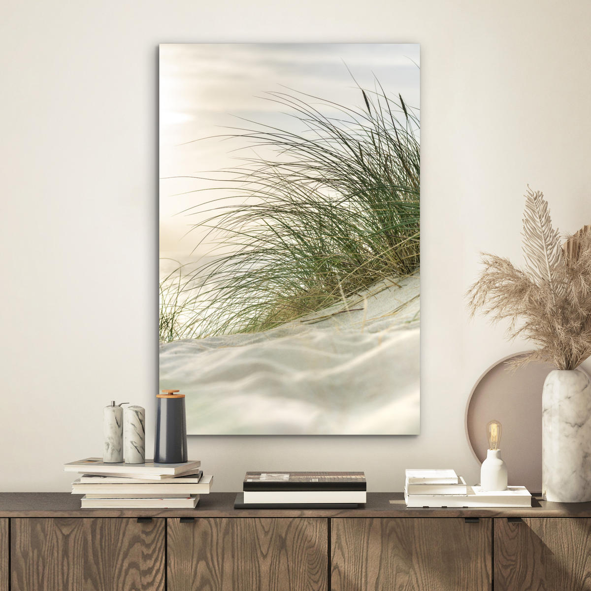 METALLBILD Dünen - Strand - Schleswig-Holstein - Wattenmeer 40x60 cm - Creme, Metall (40/60cm) - MuchoWow