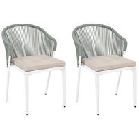 STUHL 2er-Set und Sitzkissen Metall Grün Paranea - Beige/Weiß, Metall (46/80/47cm) - Beliani