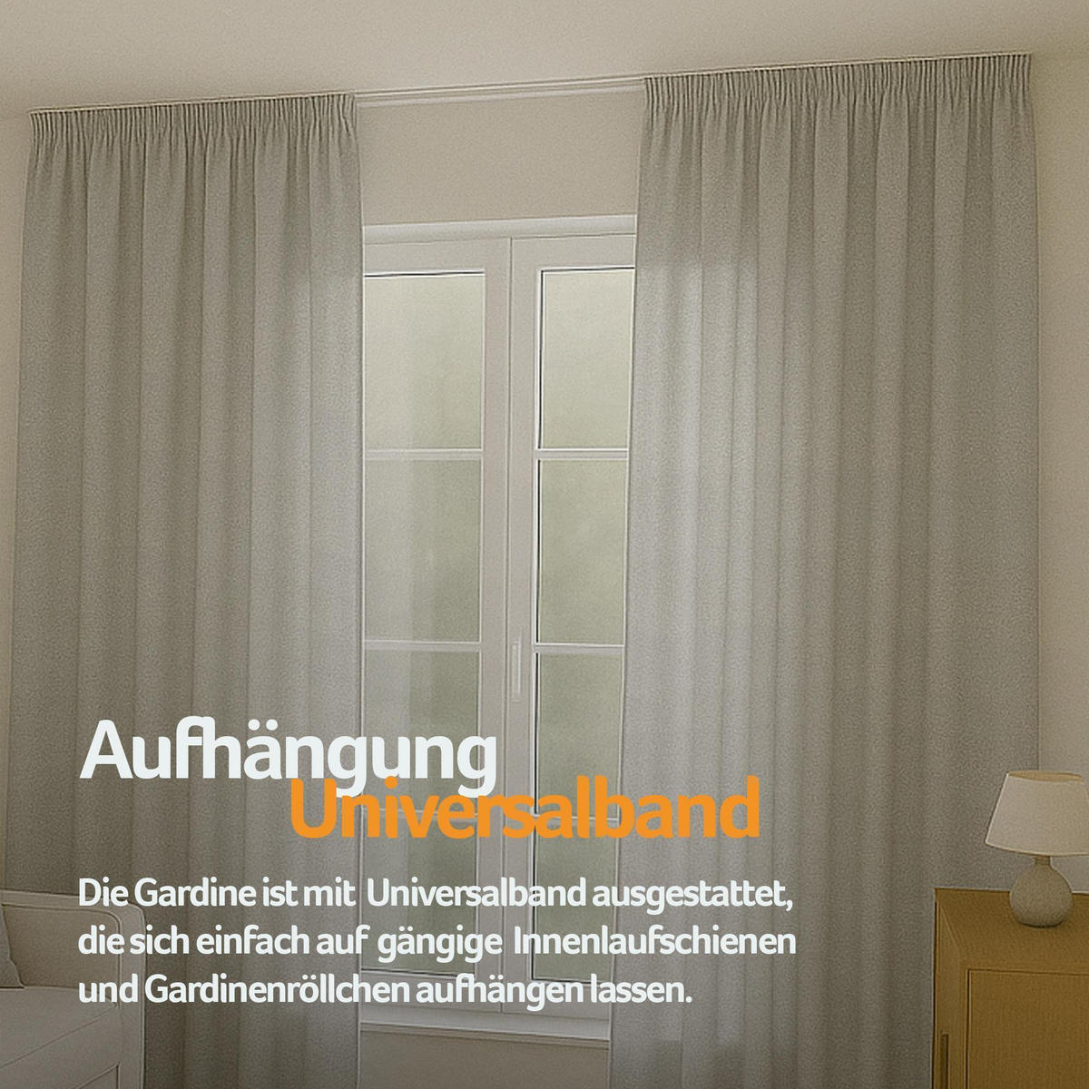 GARDINE Universalband "blickdicht" 2er Pack Hellgrau 140x175 cm - Hellgrau, Textil (140/175cm) - Bestlivings