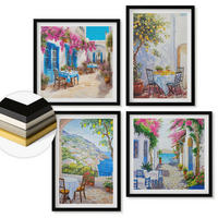 WANDBILDER 4er-Set - 50x50 cm & 40x60 cm Schwarzer Rahmen - Charmante Straßen mit Pflanzen - Schwarz, Kunststoff (50/50cm) - ArtPrintCave