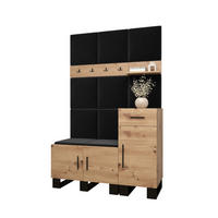 GARDEROBEN-SET 196/126/45,6 - Dunkelgrau/Schwarz, Holz/Kunststoff (126/196/45.6cm) - Abiks Möbel