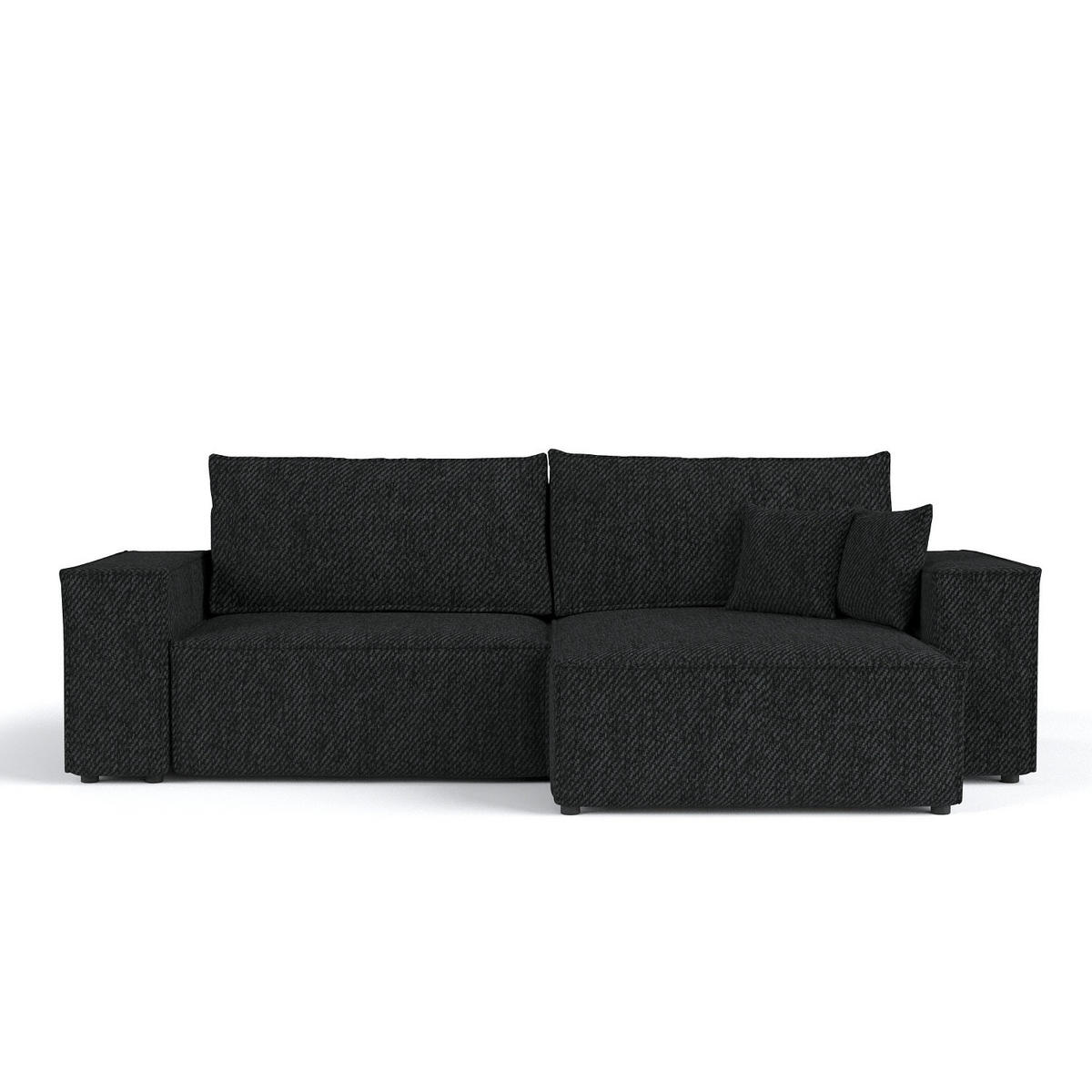 ECKSOFA CAVO mit Schlaffunktion Schwarz im Neve Stoff - Schwarz, Holz/Holzwerkstoff (255/148cm) - AltaBeds