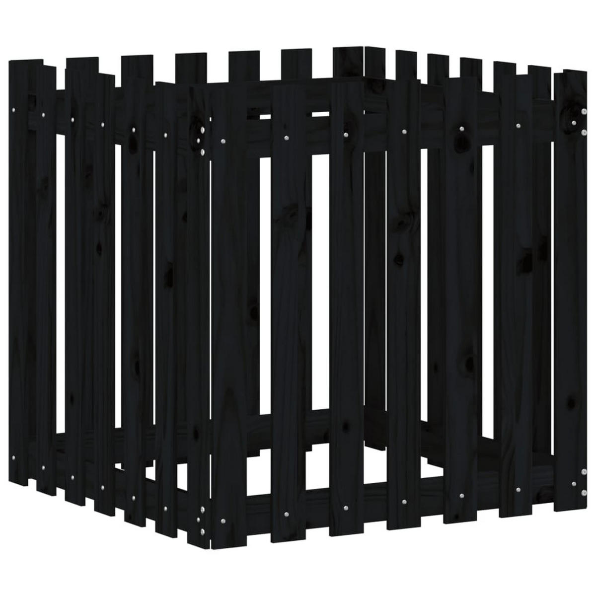 PFLANZKÜBEL Lattenzaun-Design Schwarz 70x70x70 cm Kiefernholz - Schwarz, Holz (70/70/70cm)