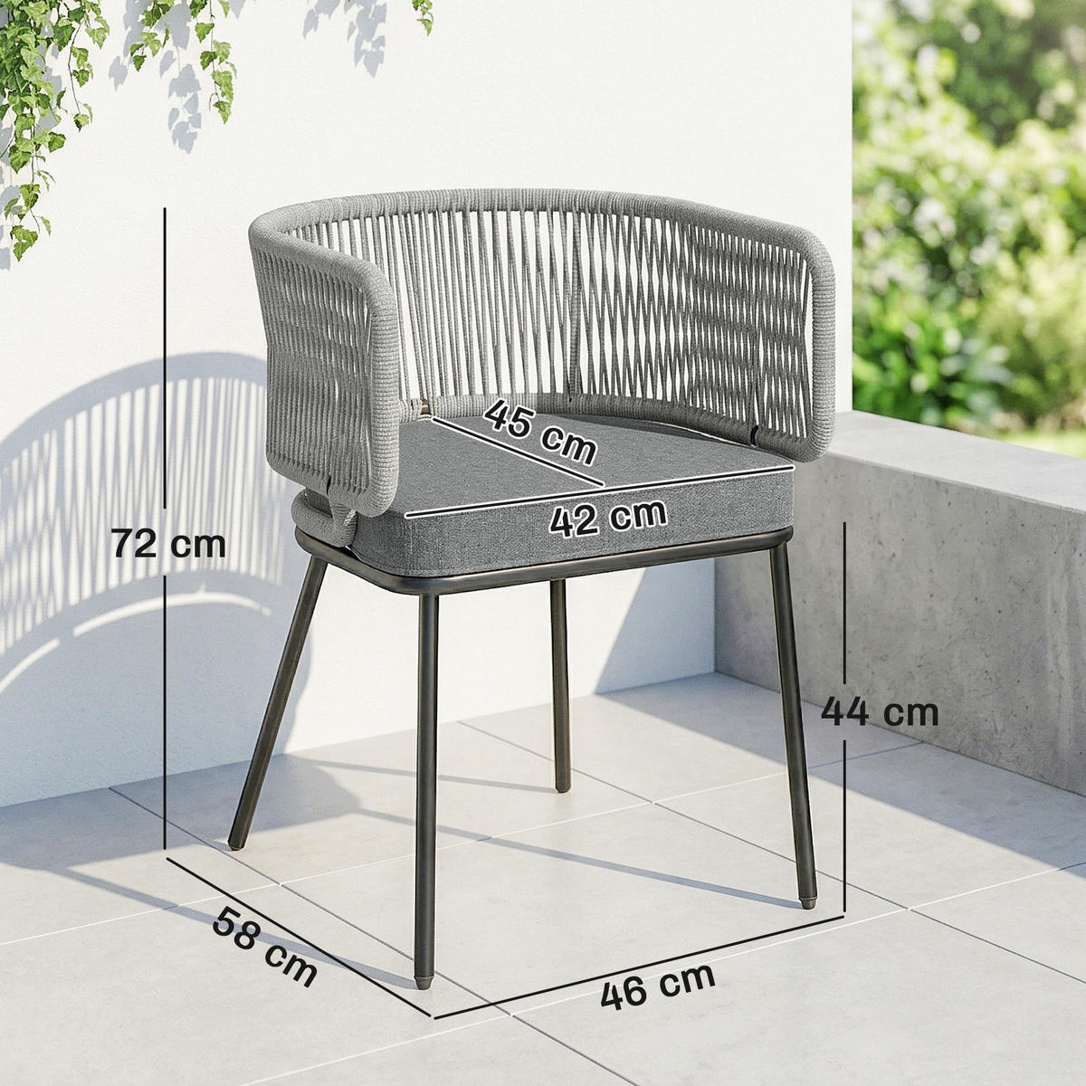 GARTENSESSEL 2er-SET DE-17427 Hellgrau - Grau, Metall (58/72/46cm) - ComfortXL