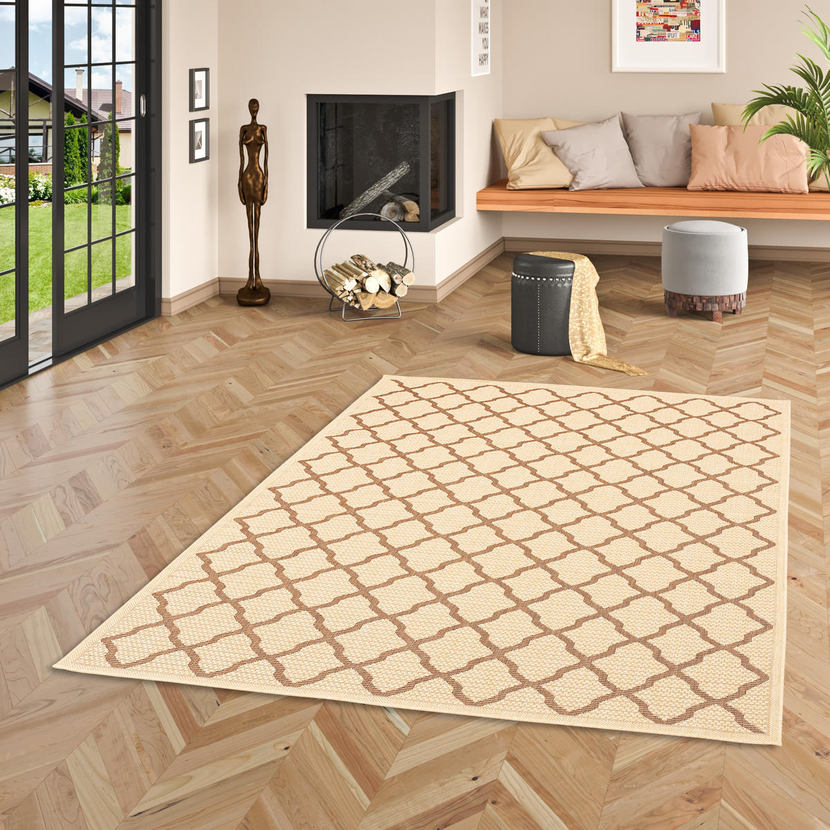 IN & OUTDOOR TEPPICH FLACHGEWEBE VALENCIA MODERN - Beige, Textil (80/150cm) - Pergamon