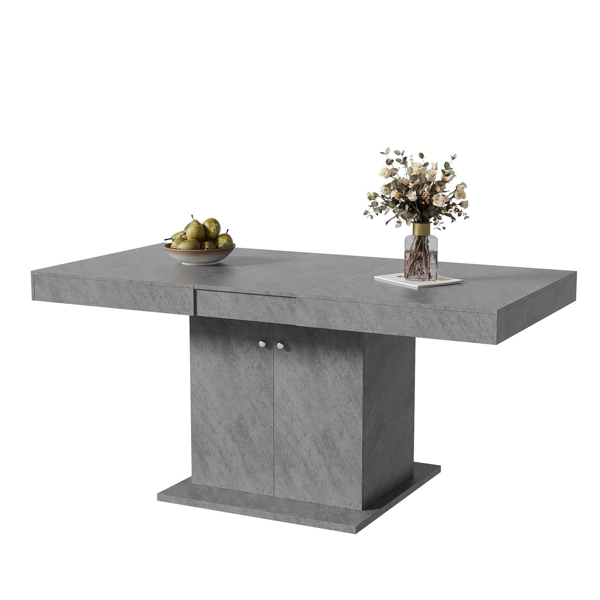 Modfu JÍDELNÍ stůl 180x80x76 cm šedý z dřevotřísky s úložným prostorem a výsuvnou deskou