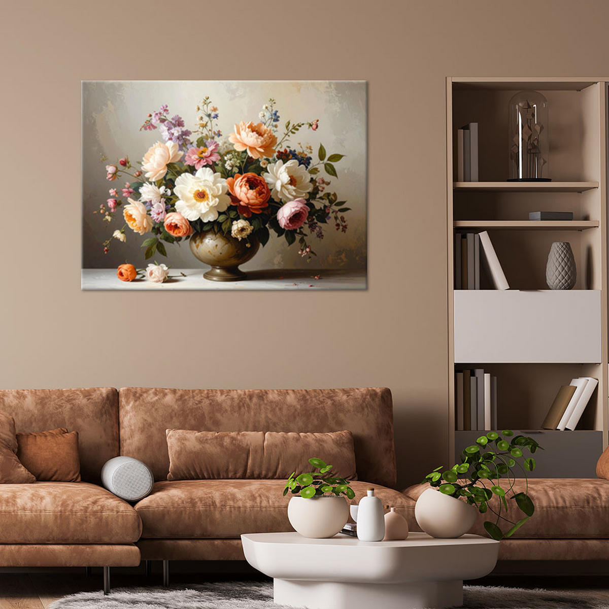 LEINWANDBILD Blumen 100x70cm - Beige, Textil (100/70cm) - Feeby