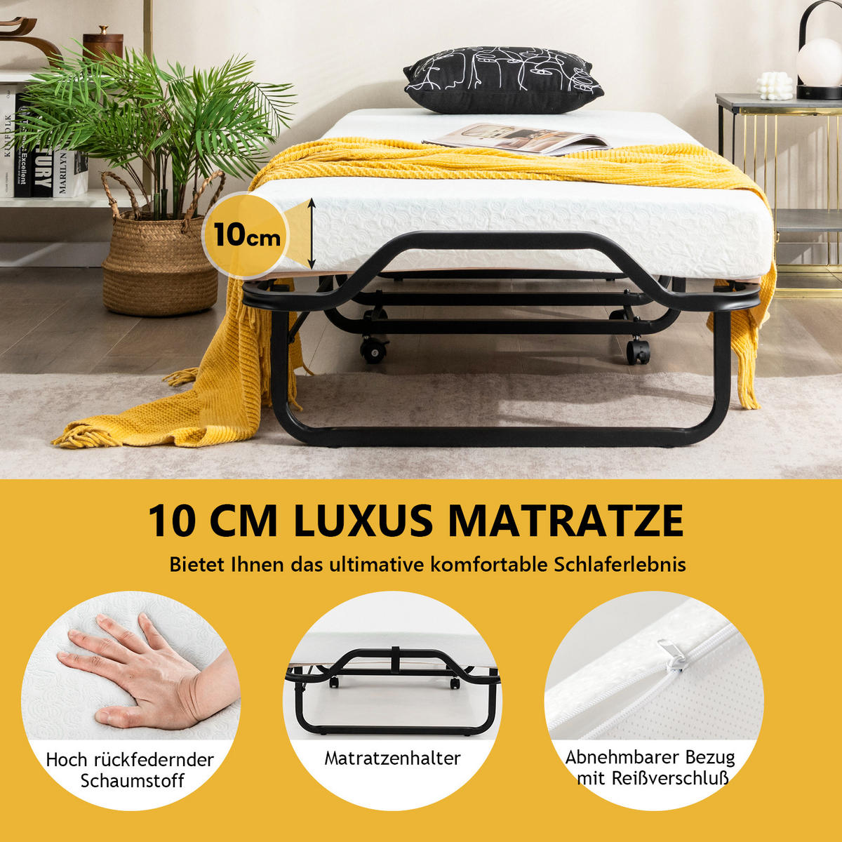 GASTEBETT Schwarz - Schwarz, Metall - COSTWAY