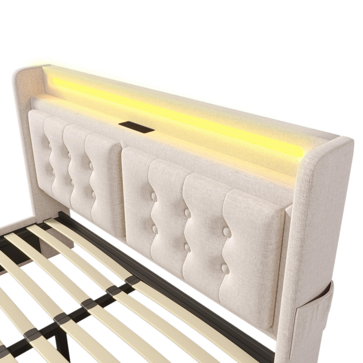 STAURAUMBETT 160/200 cm DE-00729, in Beige, 4 Schubladen - Beige, Metall (180/200cm) - ComfortXL