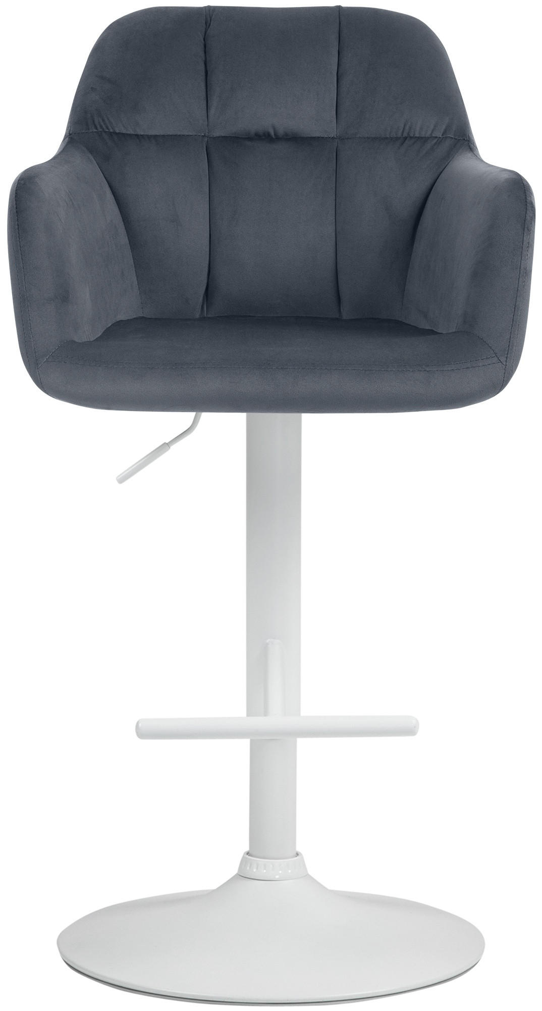 BARHOCKER Samt dunkelgrau - Dunkelgrau/Weiß, Textil (57/97/59cm) - CLP