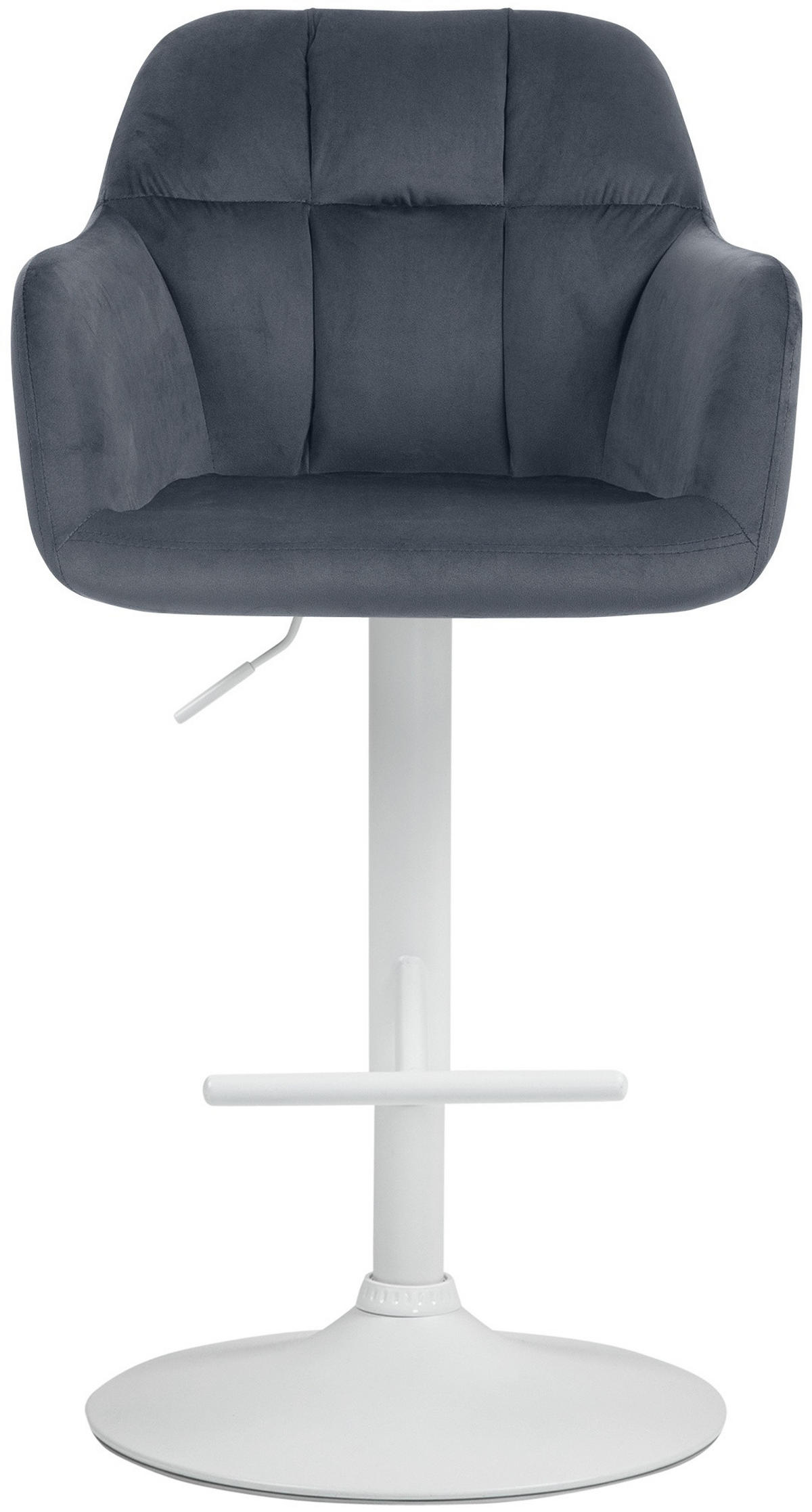 BARHOCKER Samt dunkelgrau - Dunkelgrau/Weiß, Textil (57/97/59cm) - CLP