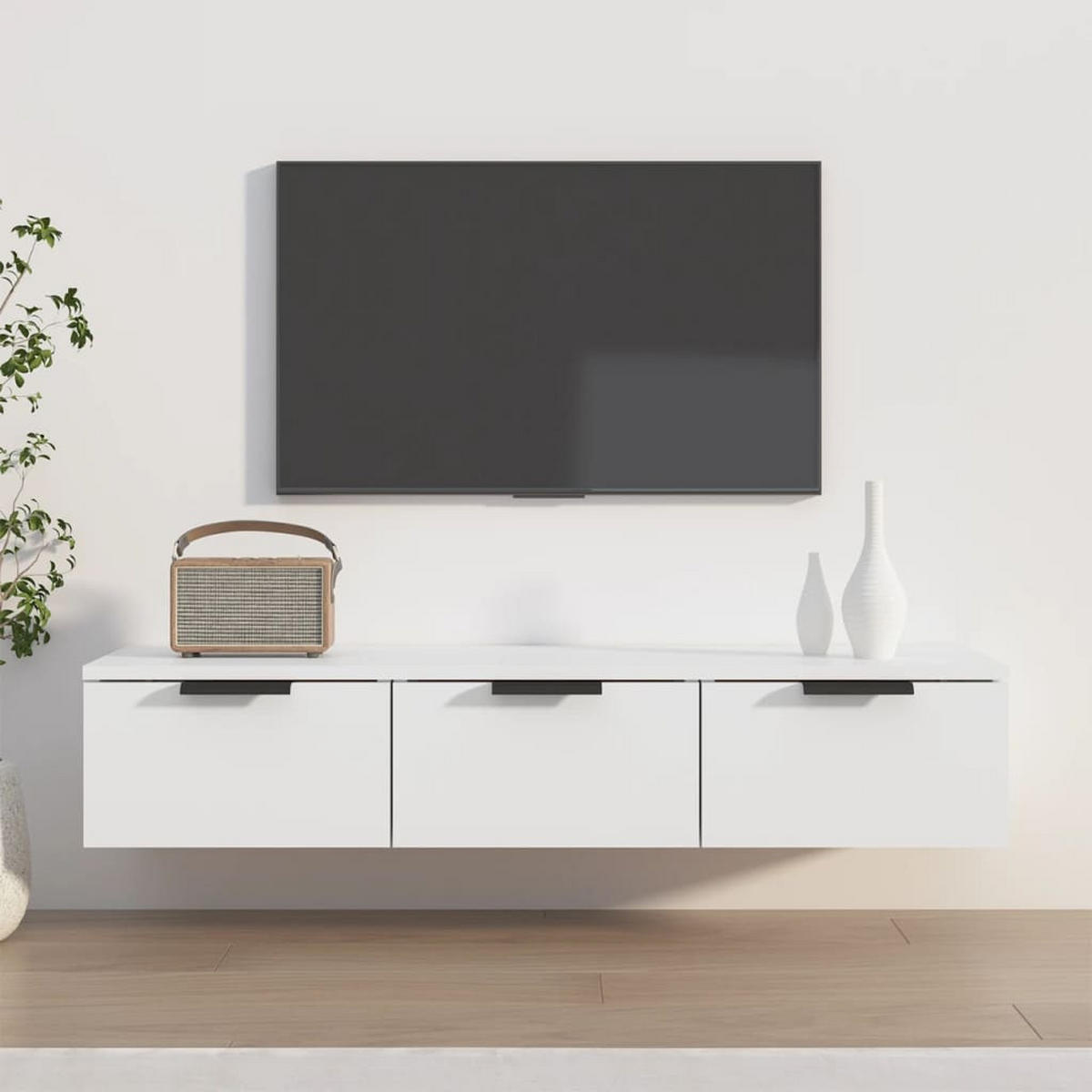 WANDSCHRANK Weiß 102x30x20 cm Holzwerkstoff - Weiß, Holzwerkstoff (102/20/30cm) - furnicato