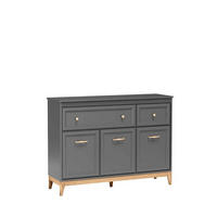 KOMMODE SUOLO 135,5/100/40,5cm mit 2 Schubladen 3 Türen Grau - Grau, Holzwerkstoff (135.5/100/40.5cm) - MASSENO