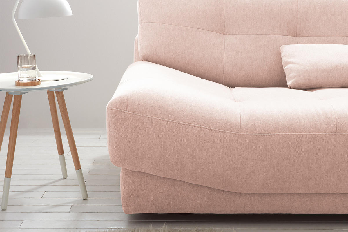 SOFA MOZZA Pink Webstoff - Pink/Schwarz, Kunststoff/Textil (298/83/123cm) - KAWOLA