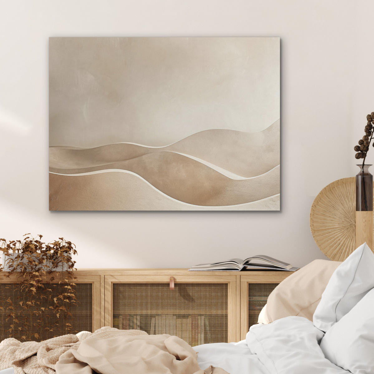 AKUSTIKPANEEL Beige - Natur - Abstrakt - Modern 80x60 cm - Beige, Textil (80/0.9/60cm) - MuchoWow