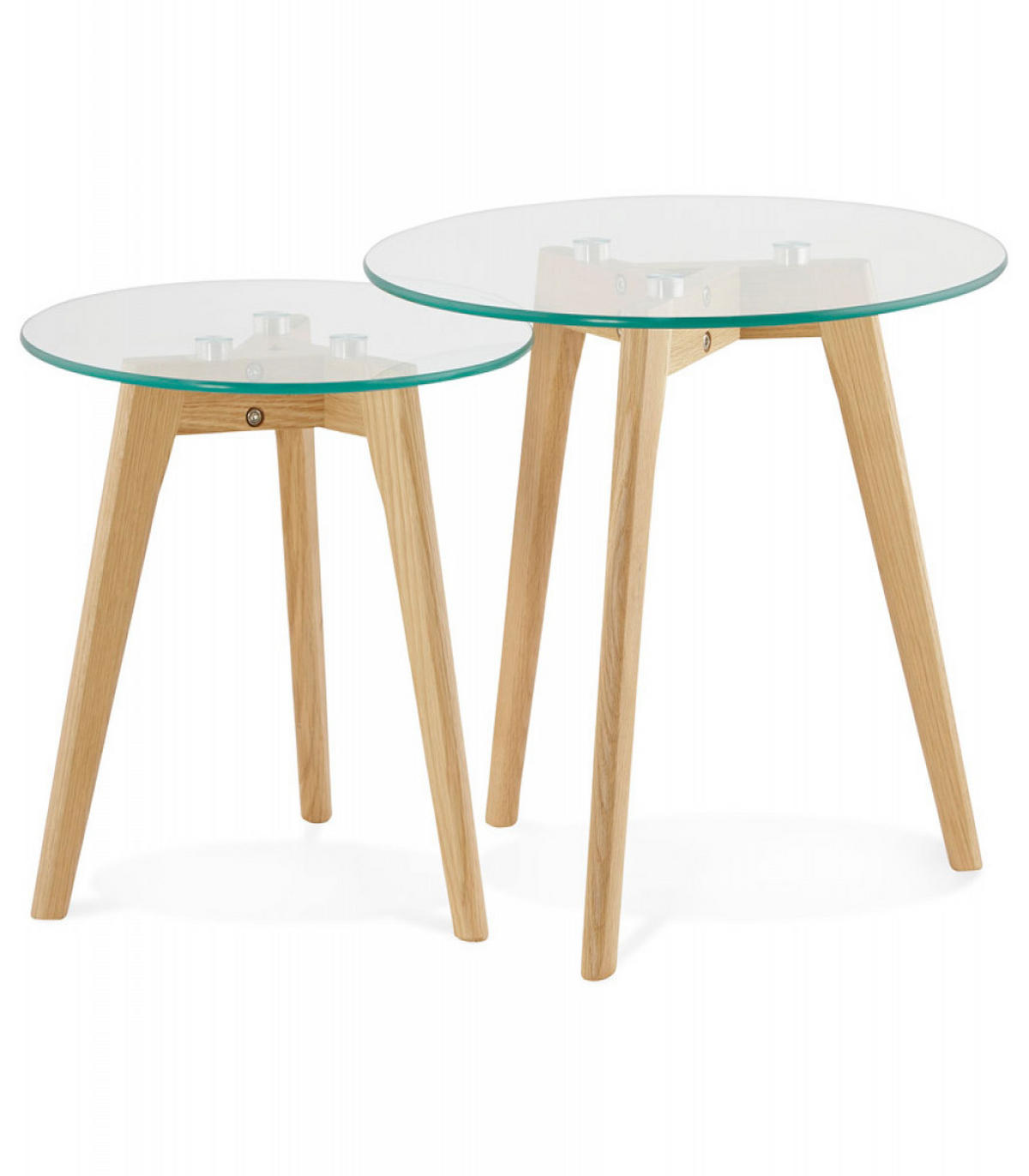 COUCHTISCH Holz Glas Rund Modern Skandinavisches Design Kompakt 80x80x45cm - Eichefarben/Transparent, Glas/Eichenholz (50/50/45cm) - KADIMA DESIGN