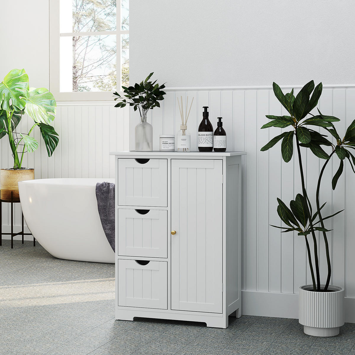 BADEZIMMERSCHRANK MDF Weiß - Weiß, Holzwerkstoff (30/80/60cm) - HOMCOM