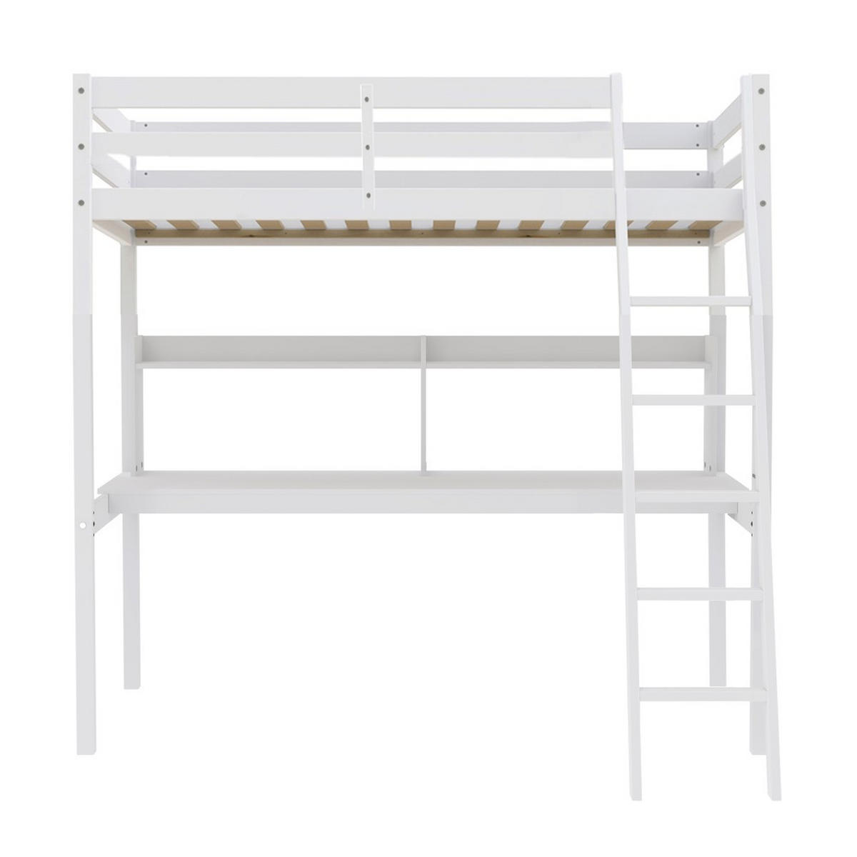 HOCHBETT STUDIO mit Schreibtisch Regal/ Hochbett 140x190 - Weiß - Weiß, Holz (140/190cm) - Weber Industries