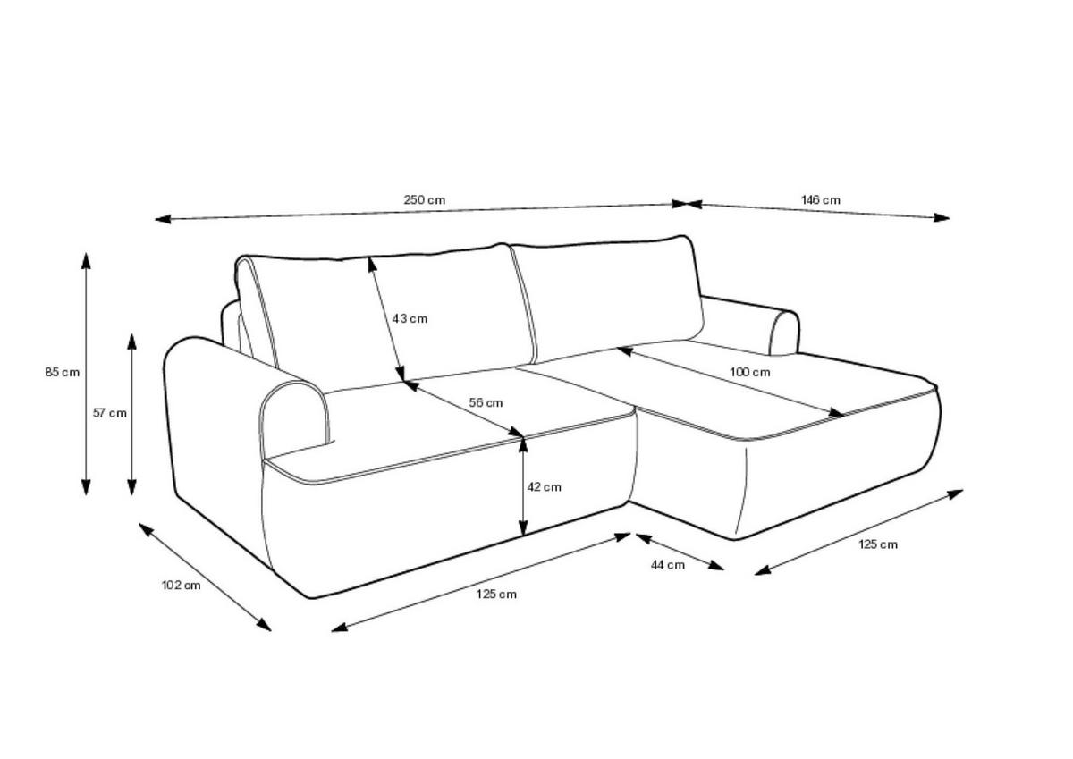 ECKSOFA ONEGA Beige 250x146x85 cm - Beige, Textil (250/146cm) - FURNLUX