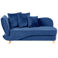 CHAISELONGUE-LINKSSEITIGE Blau Meri - Braun/Hellblau, Textil (155/76/69cm) - Beliani