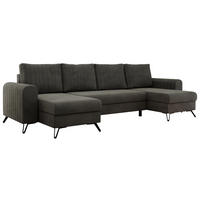 WOHNLANDSCHAFT AXEL U Velvet Dunkelgrau - Schwarz/Grau, Textil/Metall (312/90/140cm) - MKS