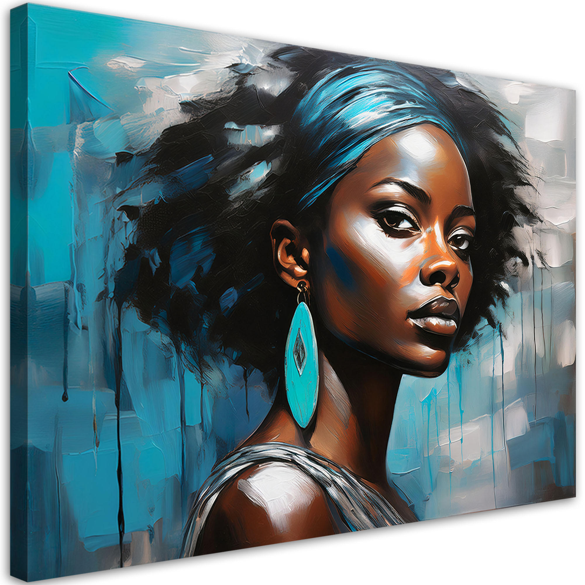 WANDBILD frau glamour blau - Blau, Textil (60/40cm) - Feeby