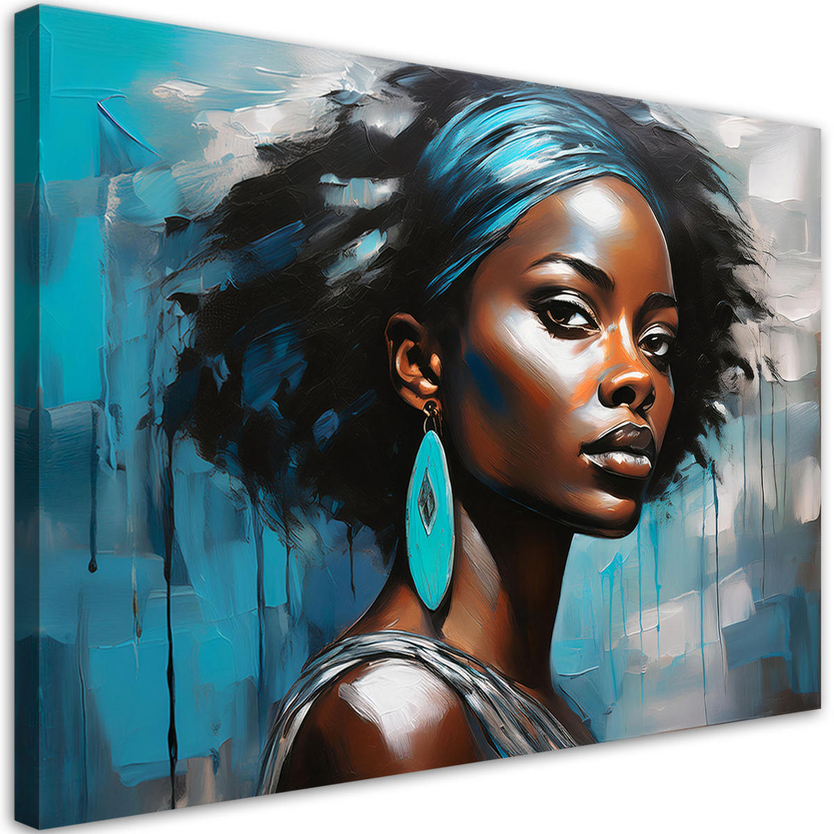 WANDBILD frau glamour blau - Blau, Textil (60/40cm) - Feeby