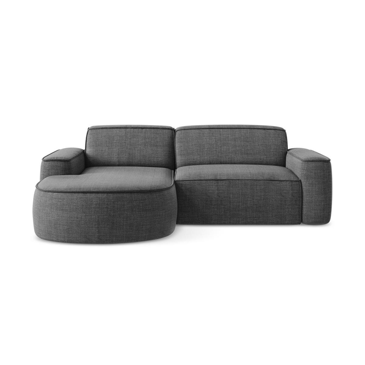ECKSOFA Links Strukturstoff Grau - Dunkelgrau/Schwarz, Holzwerkstoff/Kunststoff (224/166cm) - LaMiaSofa