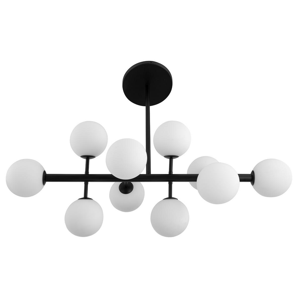 DECKENLEUCHTE 10-FLAMMIG - Glas / Metall - Transparent/Schwarz, Glas/Metall (36/88/70cm) - home24