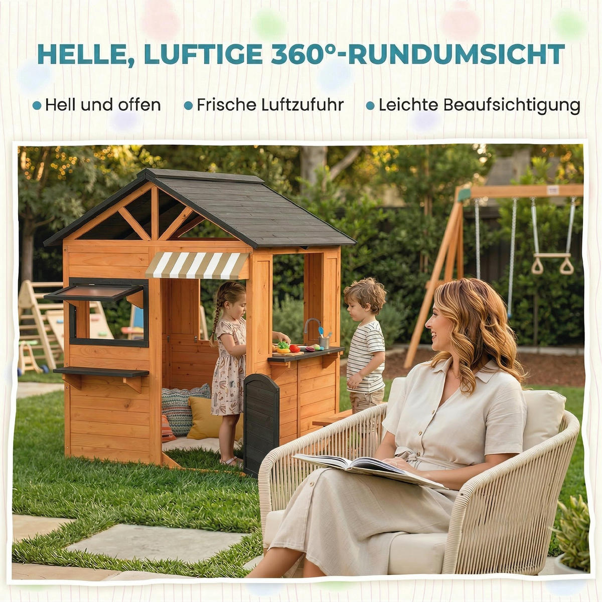 SPIELHAUS Tannenholz Braun - Braun, Holz (146/156/171.5cm) - AIYAPLAY