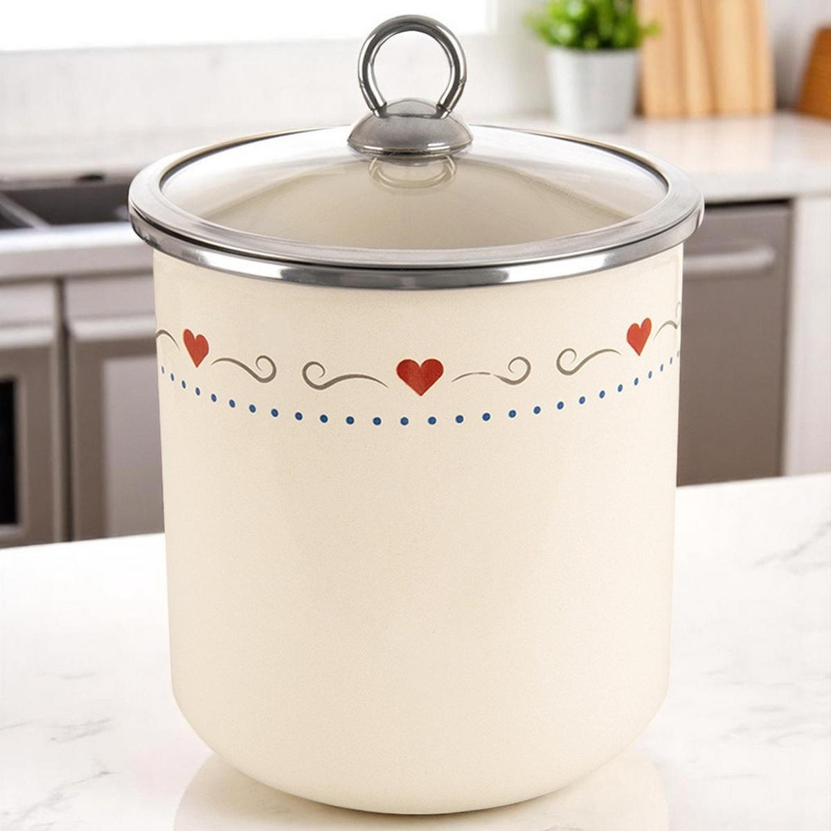 LEBENSMITTELBEHÄLTER emailliert 1,4 l Cremeweiß - Creme, Metall (13/17/17cm) - Orion 
