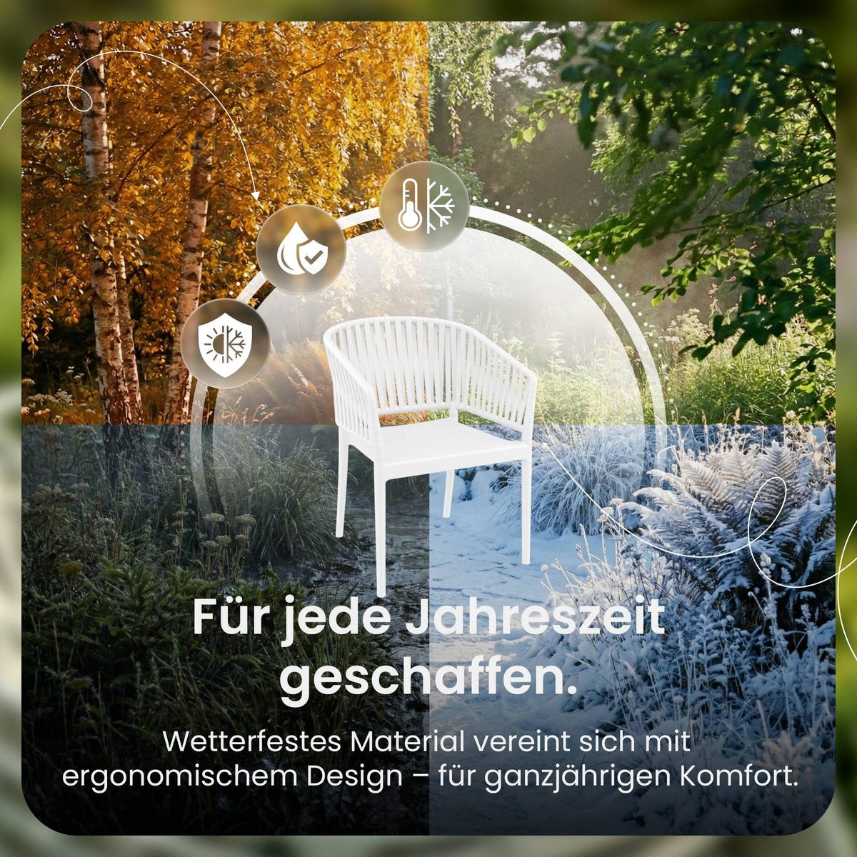 GARTENSTUHL 4er Set Kunststoff Weiß - Weiß, Kunststoff (58/80/58cm) - CLP