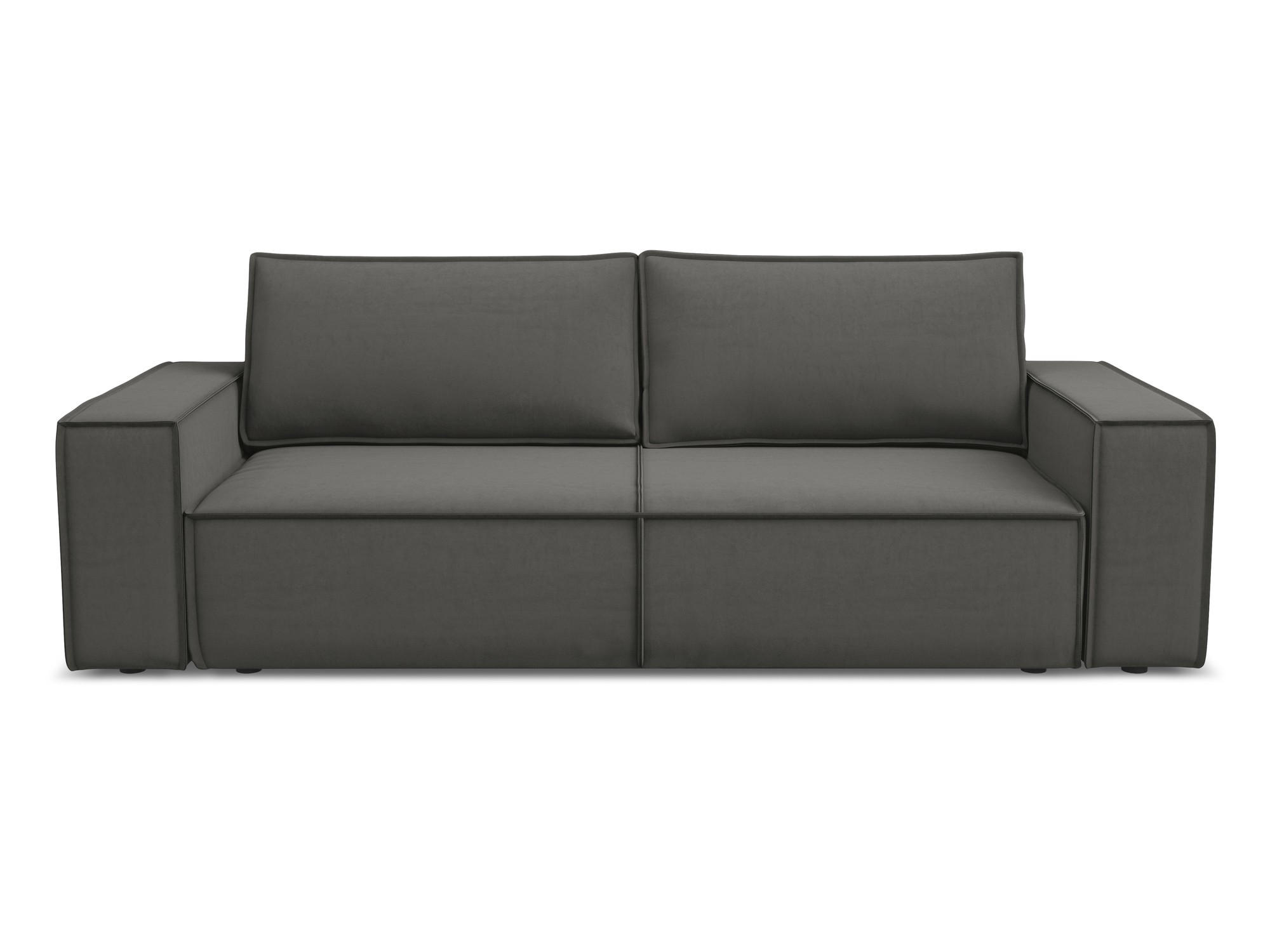 3-SITZER SOFA mit Schlaffunktion Samt Stoff Grau - Dunkelgrau/Schwarz, Kunststoff/Textil (255/85/105cm) - Makamii