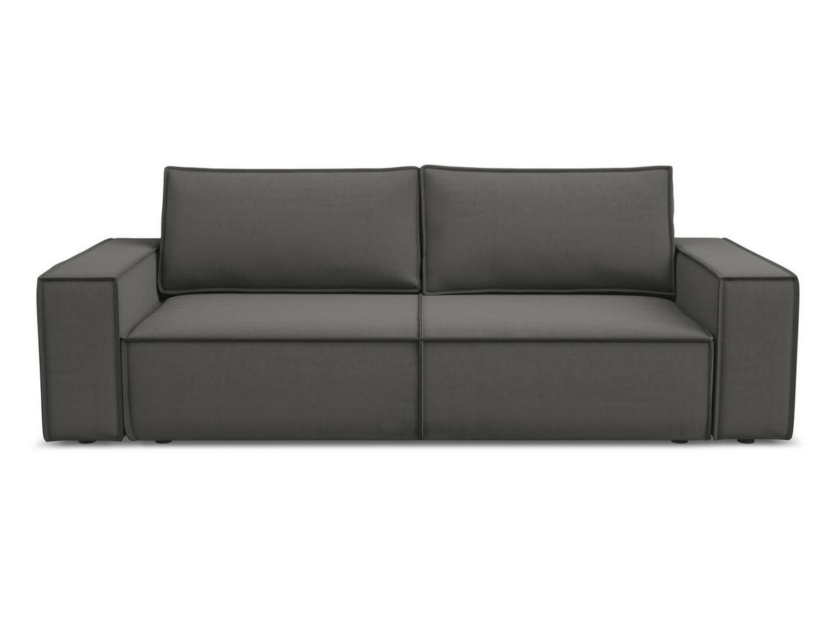 3-SITZER SOFA mit Schlaffunktion Samt Stoff Grau - Dunkelgrau/Schwarz, Kunststoff/Textil (255/85/105cm) - Makamii