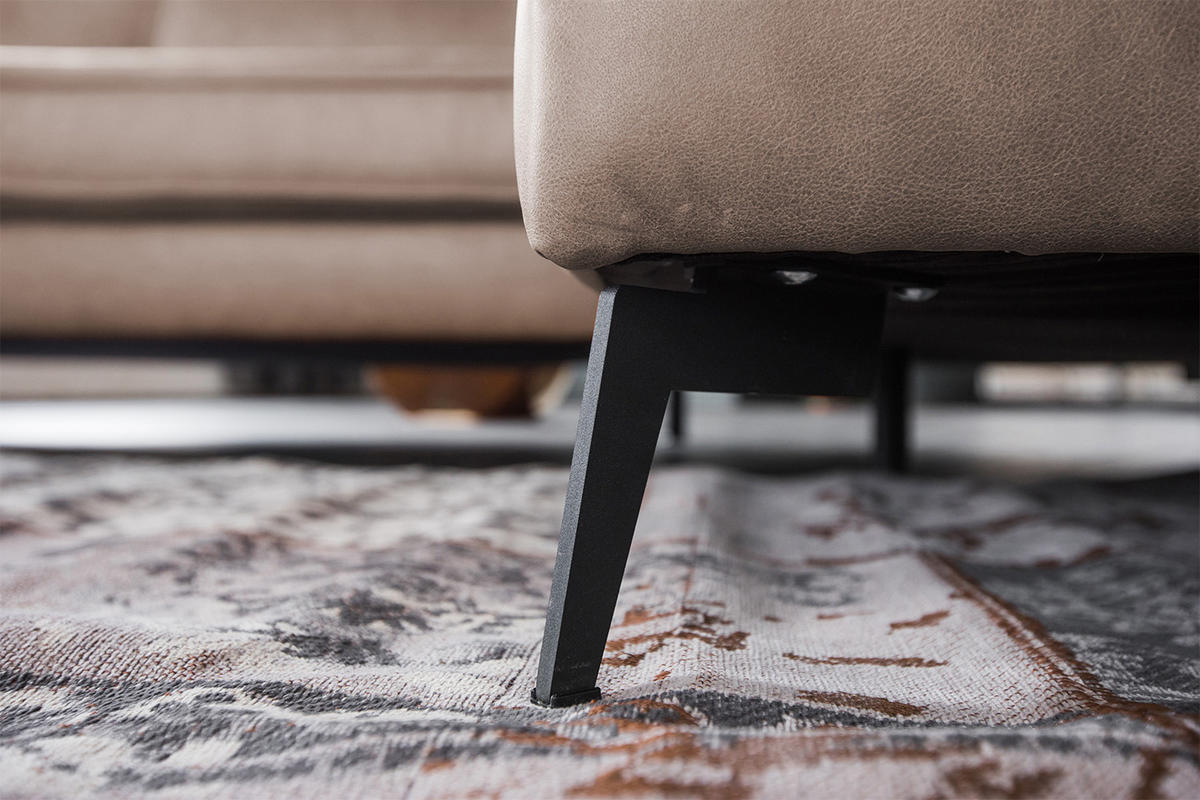 ECKSOFA BLOOM Taupe Leder - Taupe/Schwarz, Leder (276/177cm) - KAWOLA