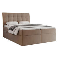 BOXBETT BAILEY 120/200 cm mit Matratze und Topper, Hellbraun - Hellbraun/Schwarz, Textil/Metall (120/200cm) - Idohome