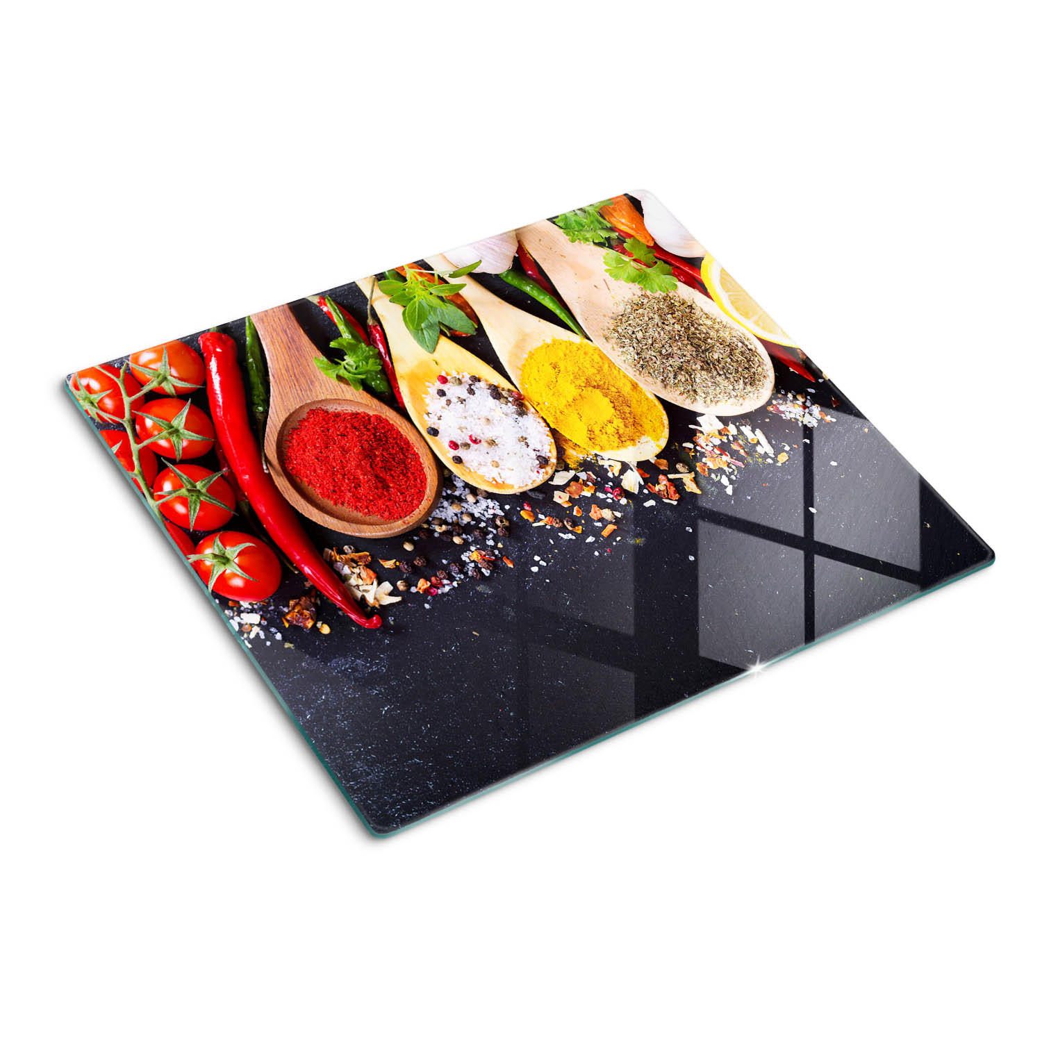 GLASPLATTE 60x52 cm Gewürzmischung - Multicolor, Glas (60/0.4/52cm) - TULUP