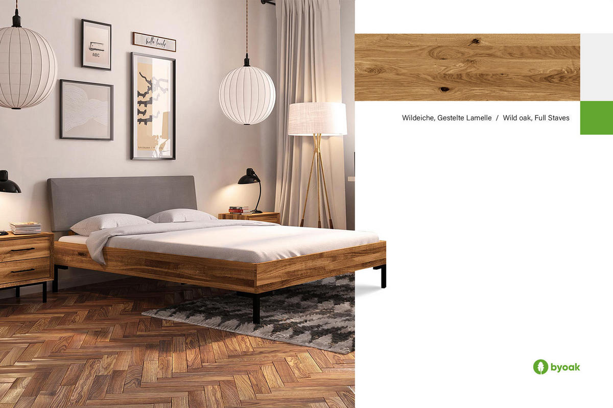 BETT LEON 1 90x200 Wildeiche - Wildeiche, Holz (90/200cm) - byoak