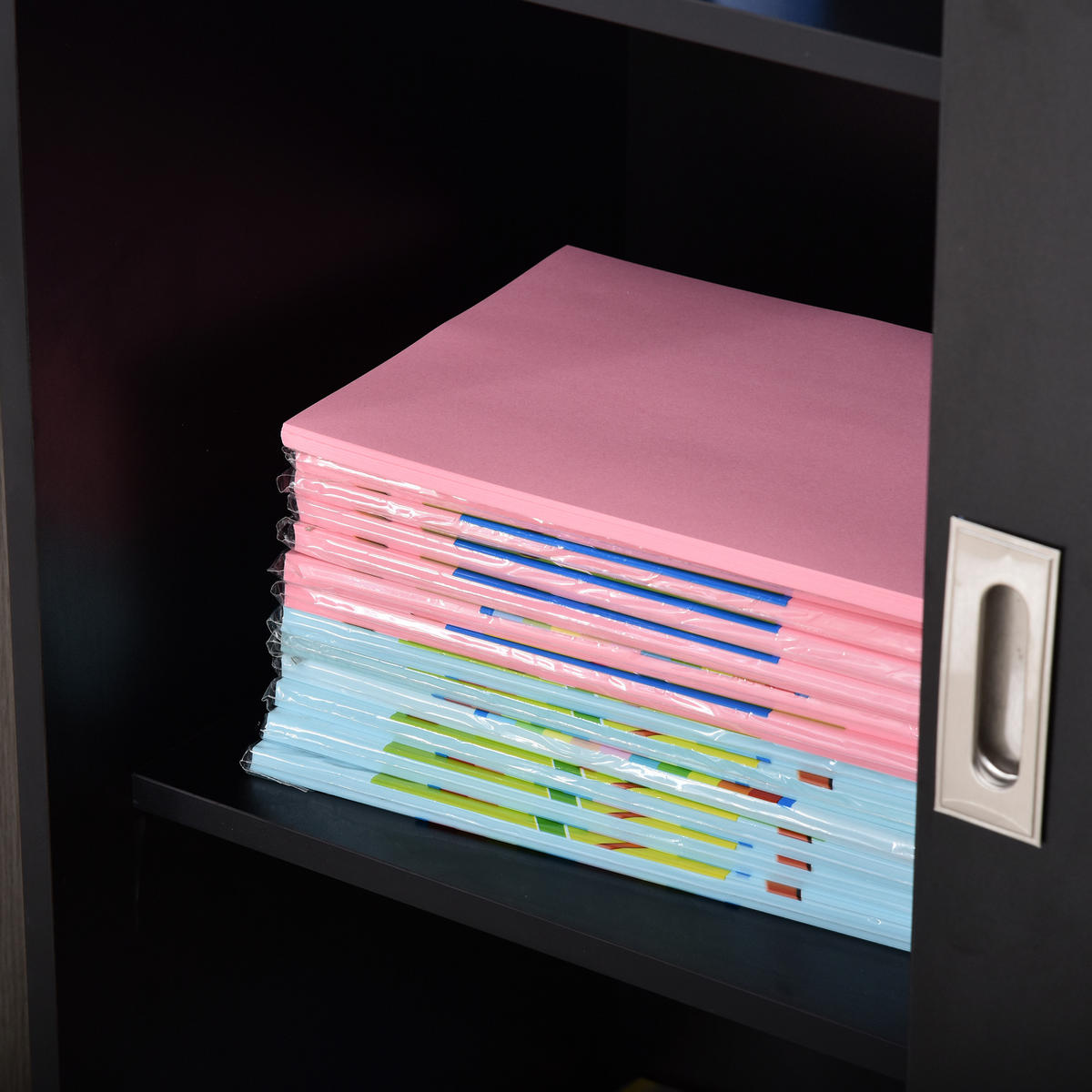 AKTENSCHRANK DE-14416 2 Schiebetüren abschließbar, 2 Böden Schwarz - Schwarz, Holzwerkstoff (40/120/80cm) - ComfortXL