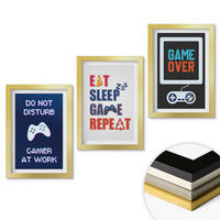 WANDBILDER 3er Set - 20x30 cm Goldrahmen - Untertitel für die Spieleunterhaltung - Goldfarben, Kunststoff (20/30cm) - ArtPrintCave