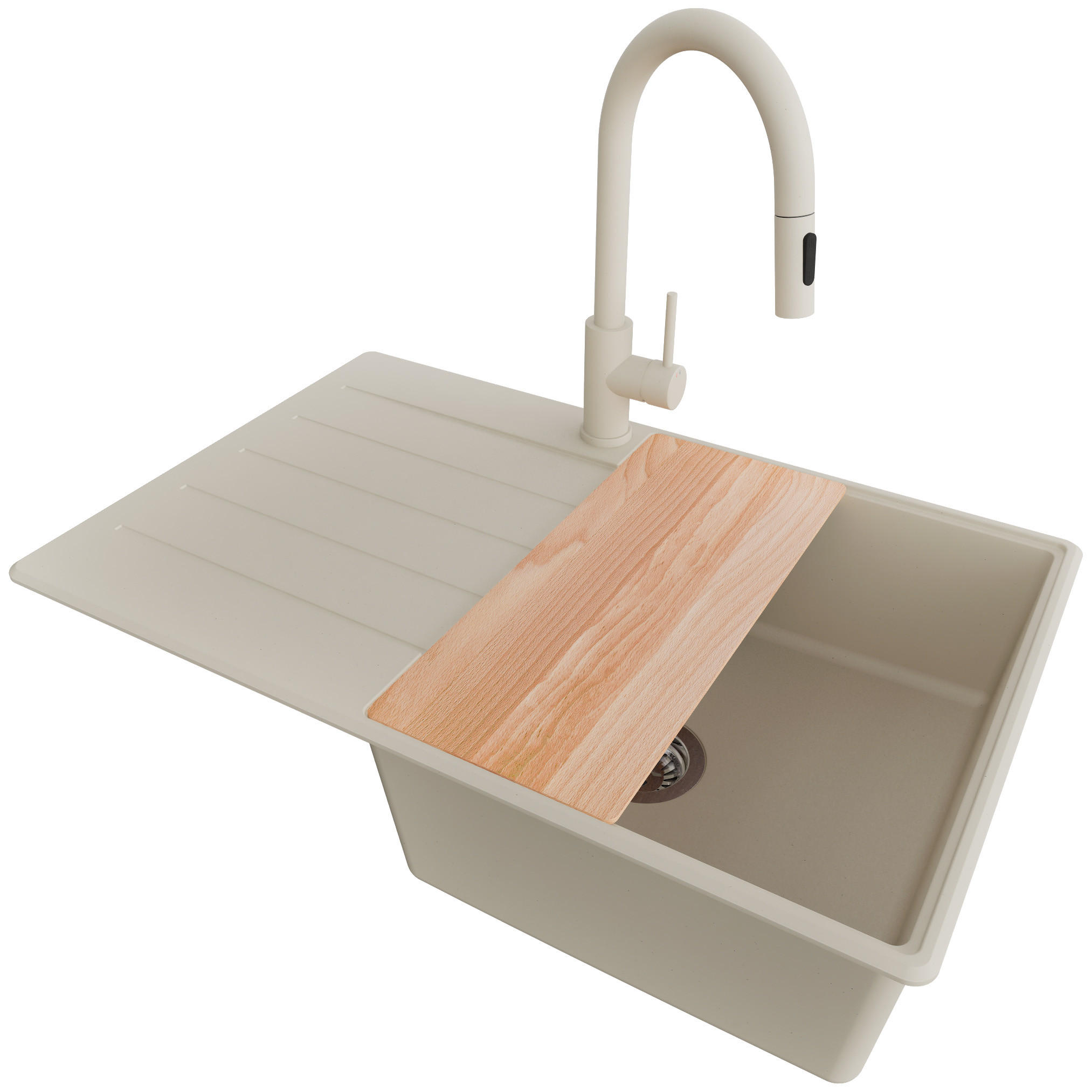 Primagran Granitspüle Beige, Chrom, Beige, Beige 78x20x50 cm