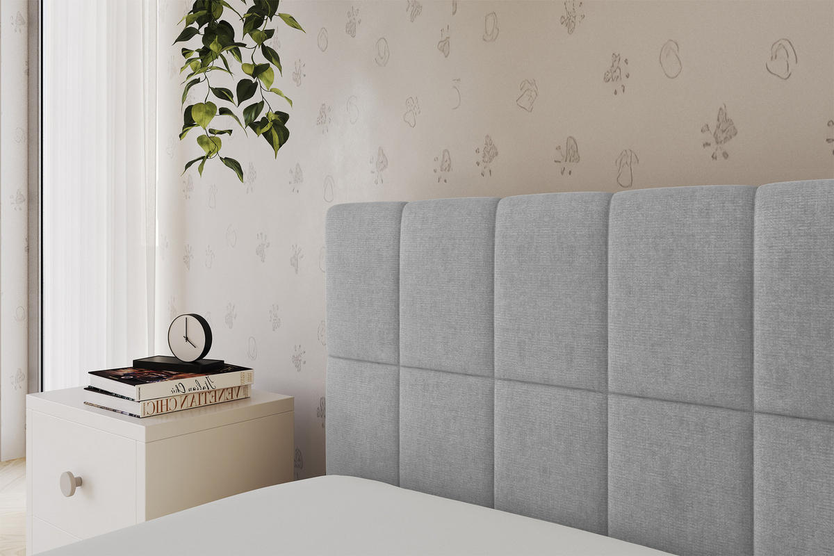 EINZELLBETT Jugendbett mit Bettkasten, Rechts - TULY 100x200 Grau - Silberfarben, Holzwerkstoff/Textil (100/200cm) - ALTDECOR