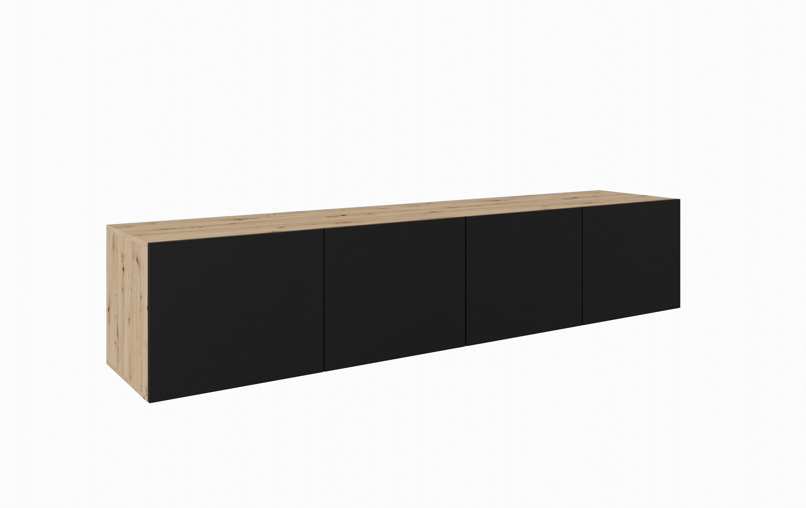 Meblini Tv-Schrank Eiche Artisan, Schwarz 200x41x40 cm
