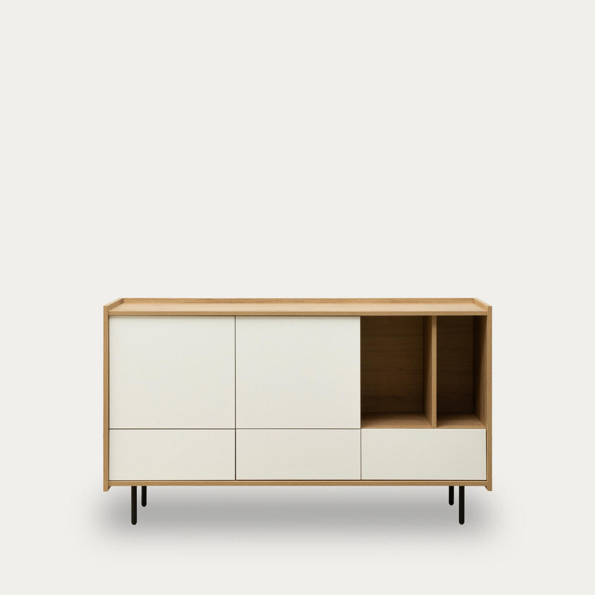 SIDEBOARD Nadine Natur - Weiß 139.5 cm x 80 cm - Braun, Holzwerkstoff (139/80/41cm) - Kenay Home